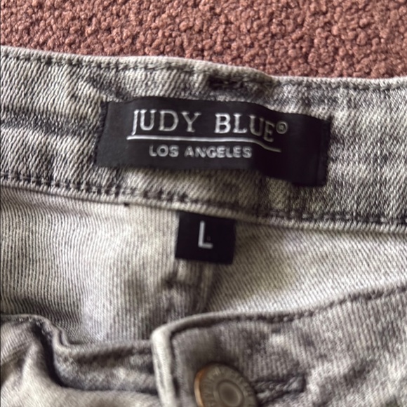 Judy Blue Gray/Light Black Distressed Jean Shorts - Picture 2 of 3